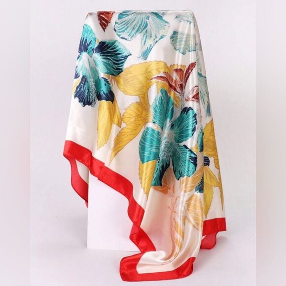 Colorful Feather Print Scarf G35 - Picture 2 of 4